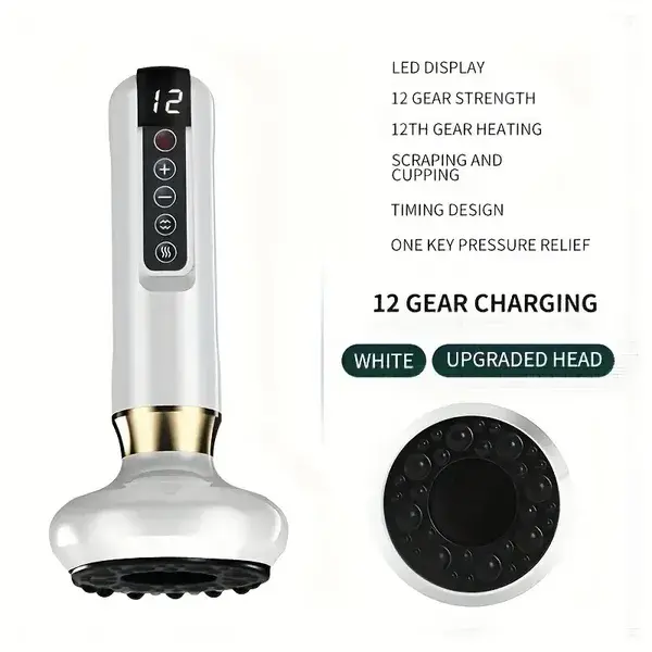 Body Gua Sha Scraping Massager. 12 Level Electric Vacuum Cupping Massager, Rechargeable An