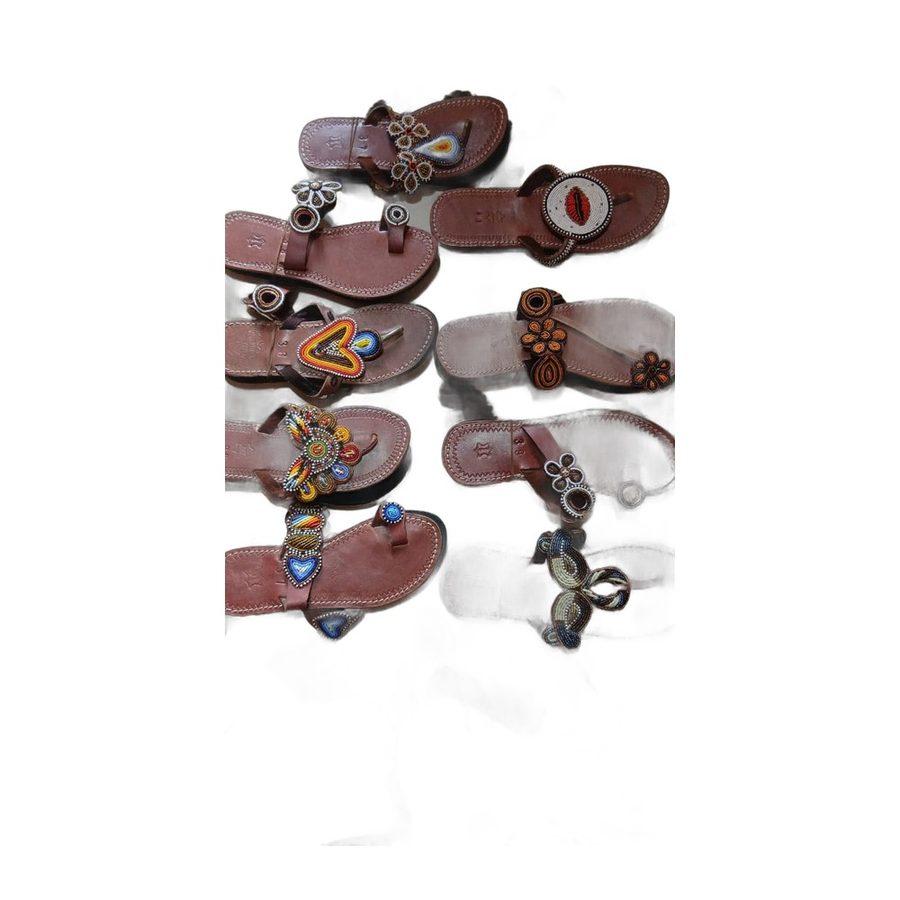 Beaded Leather Sandals — Heart & Disc