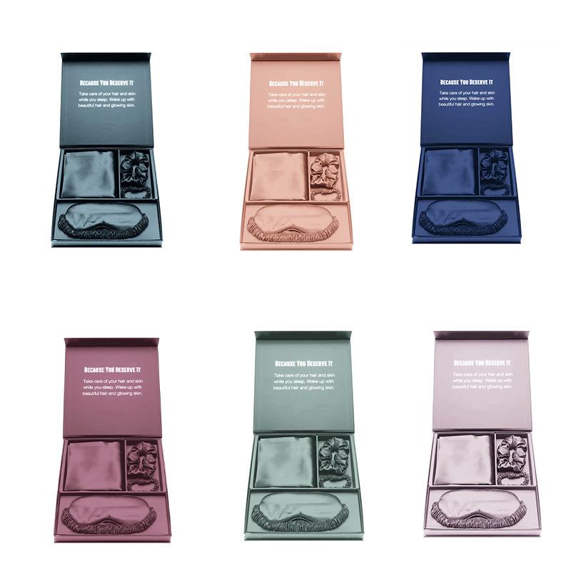 Luxury Satin Sleep Mask, Scrunchie & Pillowcase Set Comes In A Gift Box, Ideal For Travel