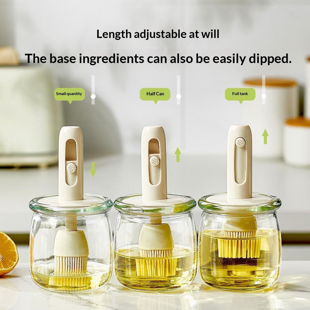 Extendable Oil Brush Bottle With Integrated Brush CapHigh-Temperature Resistant Silicone O
